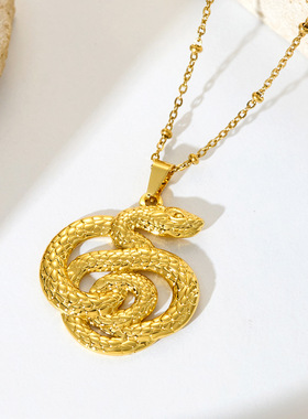 跨境个性百搭欧美项链 亚马逊新品 欧美街头嘻哈潮流蟒蛇吊坠项链