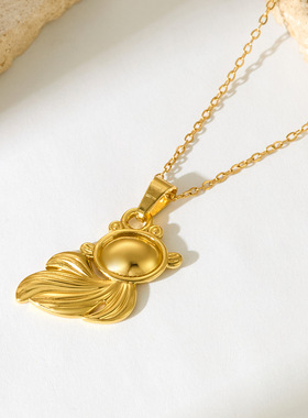 跨境不锈钢吊坠项链欧美时尚女式18k毛衣链潮流百搭首饰