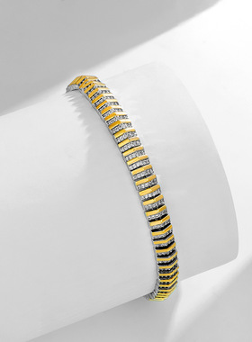 跨境欧美热销单排方形锆石网球链感铜手链亚马逊饰品厂家