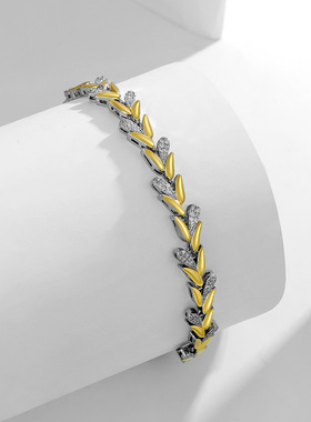 跨境新款铜镀金麦穗手链时尚感表链情侣节日礼物手饰