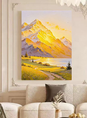 大芬村手绘日照金山奶油风油画