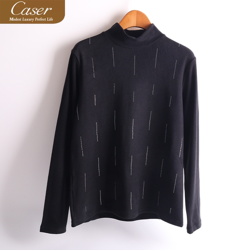 凯撒caser秋冬女士加厚暖姜绒满钻保暖上衣百搭打底衫BJ53-F568 - 图0