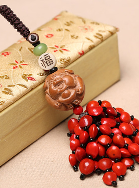 桃木生肖猪汽车钥匙扣挂件吊坠珠