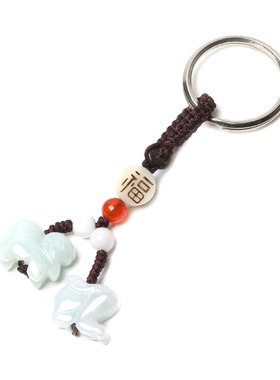 翡翠羊兔吉祥物钥匙扣挂件