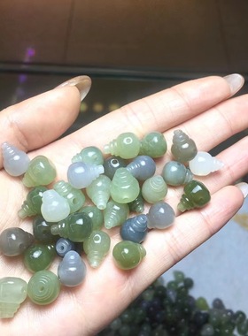 男女天然和田玉青海料三通佛头