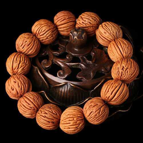 天然竖纹桃核手串野外生桃胡金刚纹原籽佛珠男女单圈手链手把玩件 - 图2