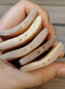 驼骨原色无事牌牛骨马骨民族风藏式对孔手牌佛珠手串DIY配件饰品