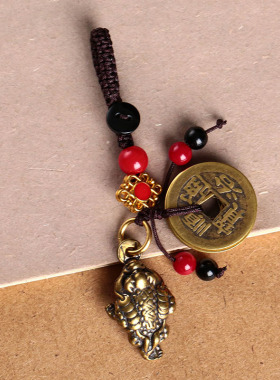 福瑞堂男女黄铜五帝钱金蟾钥匙扣