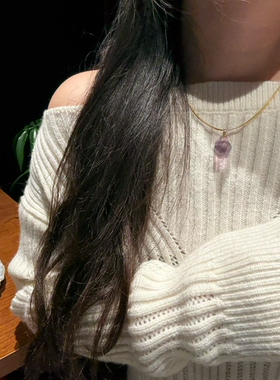 天然紫水晶吊坠女款紫晶项链纯银挂件紫水晶原矿原石随形水晶项链