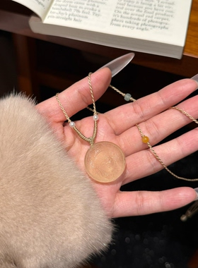 金币收割机天然黄水晶扎基拉姆项链女款时尚饰品送女友礼物