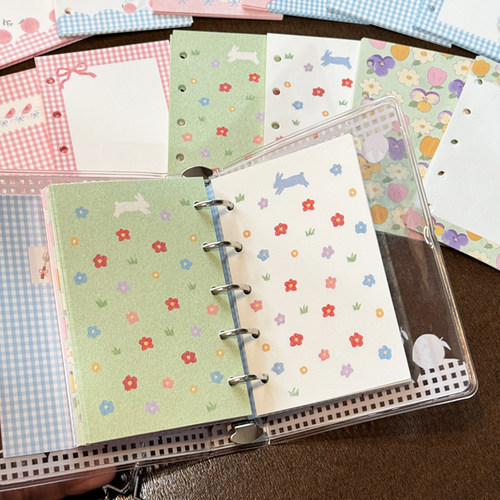 菜菜瑄瑄樱桃奶油粉蓝蜜桃格纹兔兔花三色堇M5A7内页夏日粉 - 图2