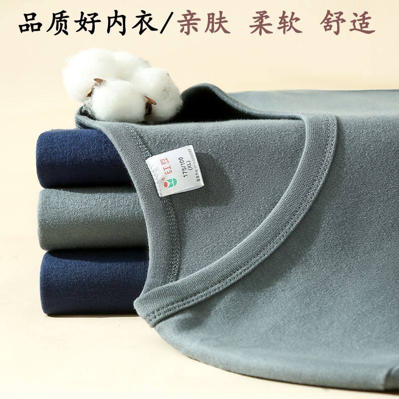 红豆纯棉秋衣秋裤男士内衣套装中老年人圆领打底衫中领棉毛衫正品,淘宝优惠券,粉丝福利购,淘宝优惠卷