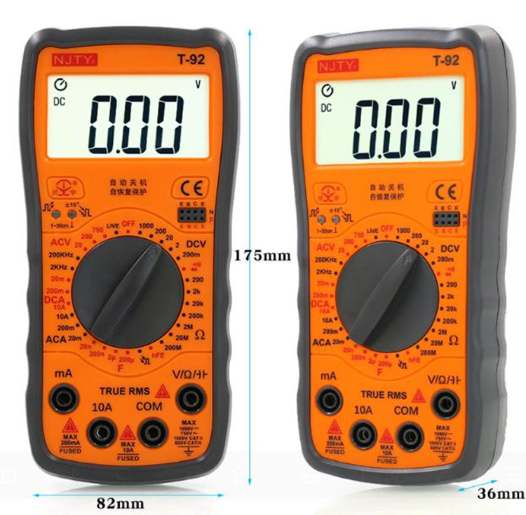 包邮天宇T92高精度电子万用表数字多用表万用电表防烧带自动关机 - 图0