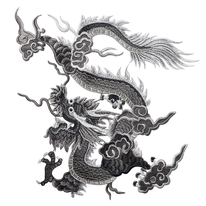 中国风龙刺绣贴大号腾云驾雾霸气绣禾服装饰贴花破洞补丁贴需缝制