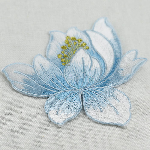 莲花刺绣布贴汉服装饰辅料衣服补丁贴花 民族风荷花diy补洞背胶贴 - 图2