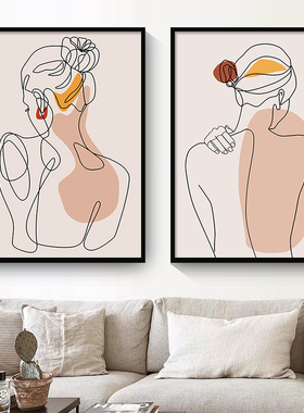 Abstract Line Face Art Leaves Minimalist Wall Art Home Decor