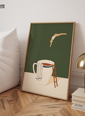 Retro Coffee Diving Poster Canvas Paint Good Morning Coffee
