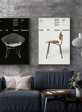 Minimalist Bauhaus Iconic Mid-Century Chairs FurniturePoster