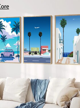 Hiroshi Nagai Vaporwave Japan Beach City Summer Art Posters