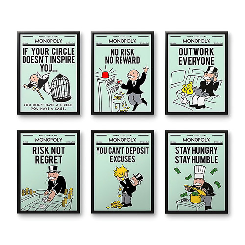 Monopoly Millionaire Dollar Money Poster Cartoon Motivationa - 图1