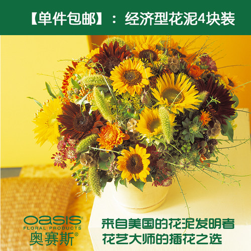 【单件包邮】奥赛斯花泥oasis经济型花泥4块装 插花湿花泥鲜花泥 - 图1