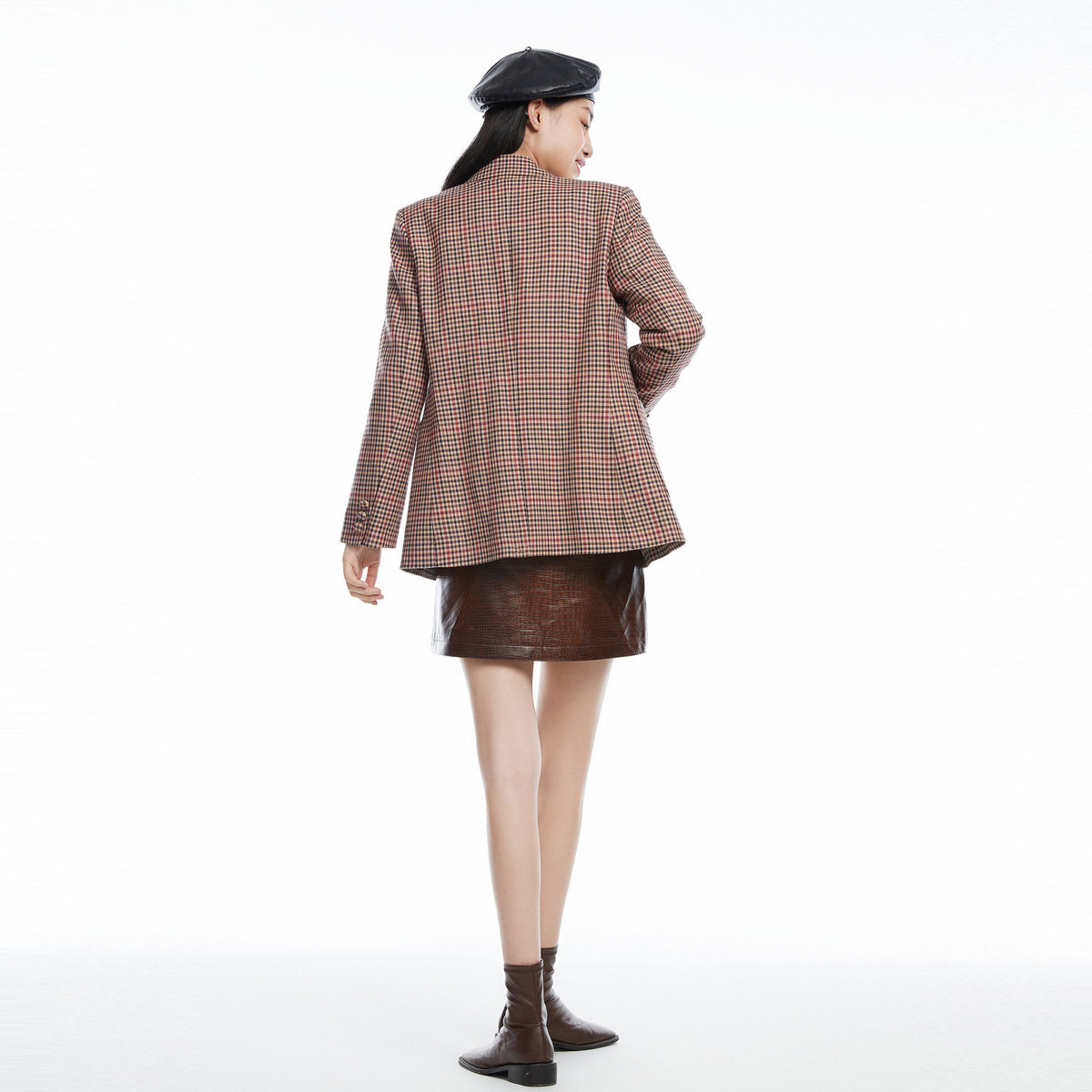 【商场同款】太平鸟格纹女2020秋装 太平鸟西装