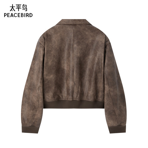 太平鸟女装年春季款仿水洗PU皮衣外套女时尚品质A3BBE1169 - 图0
