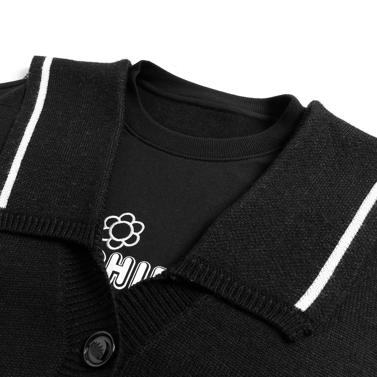 【商场同款】太平鸟黑色海军领针织衫 太平鸟毛针织衫