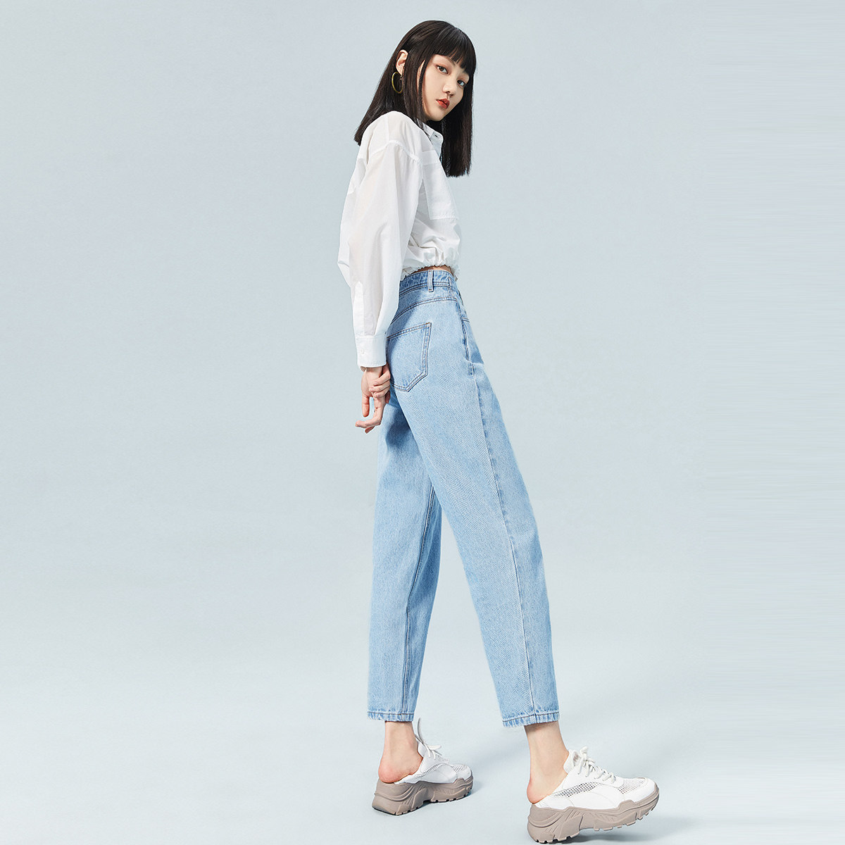 太平鸟高腰2020年春季新款牛仔裤 太平鸟普埃拉牛仔裤
