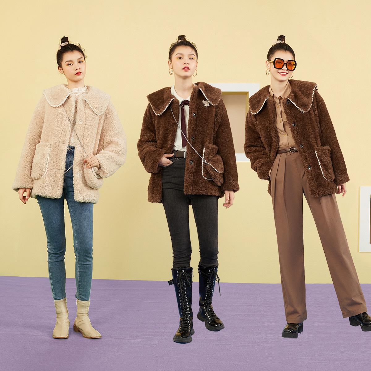 【专柜价1199】太平鸟2021年新款大衣 太平鸟广仁短外套