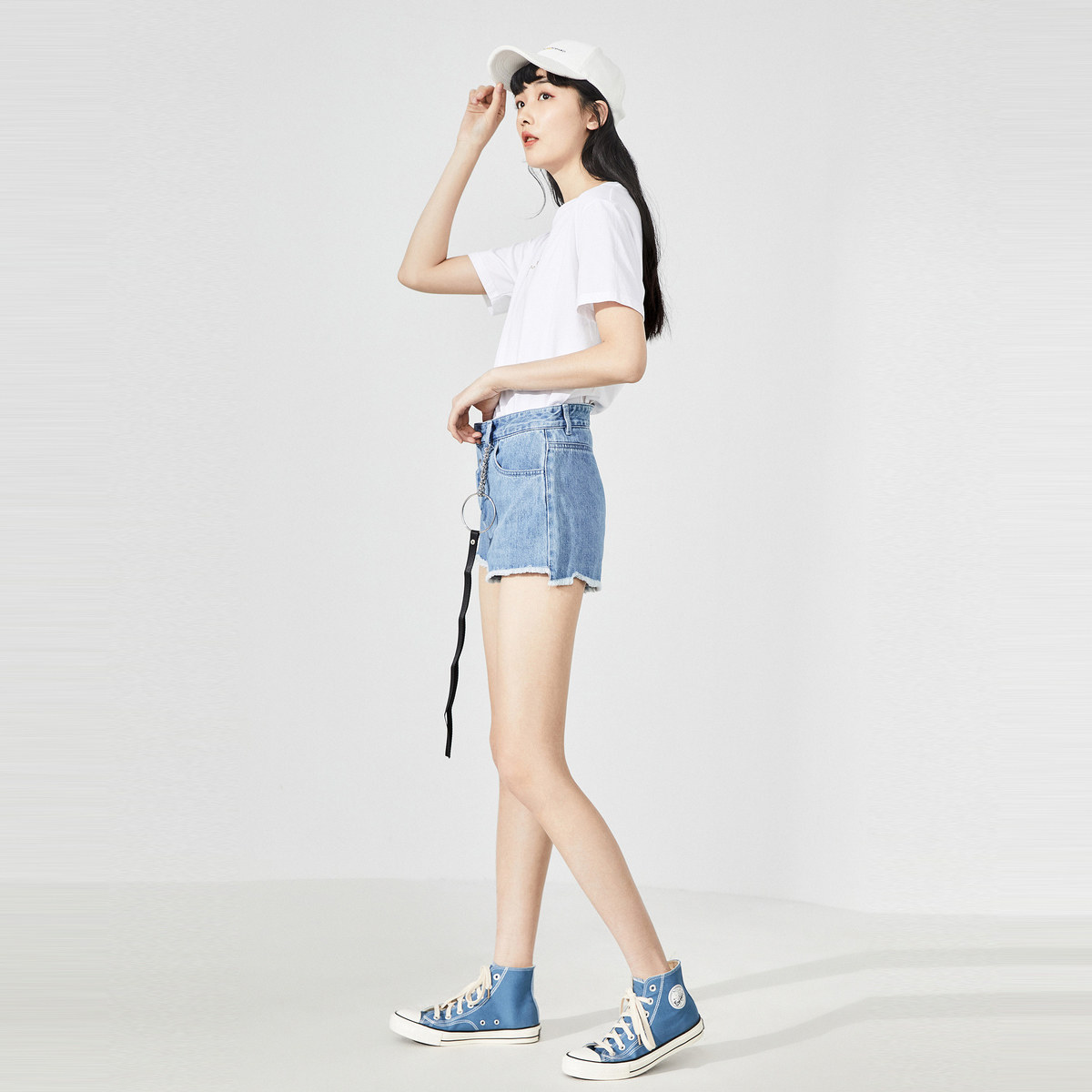 【商场同款】太平鸟2020夏季新款短裤 太平鸟普埃拉牛仔裤