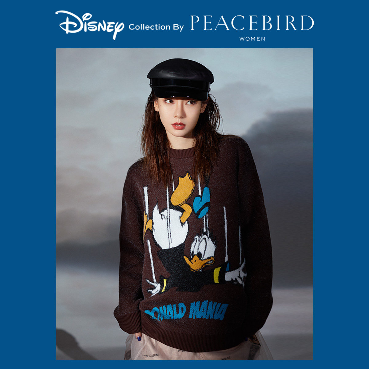 【迪士尼联名】太平鸟唐老鸭印花毛衣 太平鸟普埃拉毛针织衫