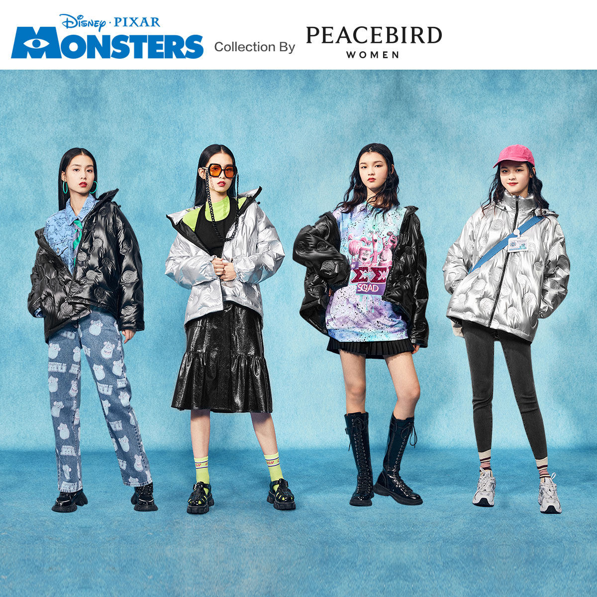 【怪兽大学联名款】太平鸟亮面羽绒服 太平鸟羽绒服