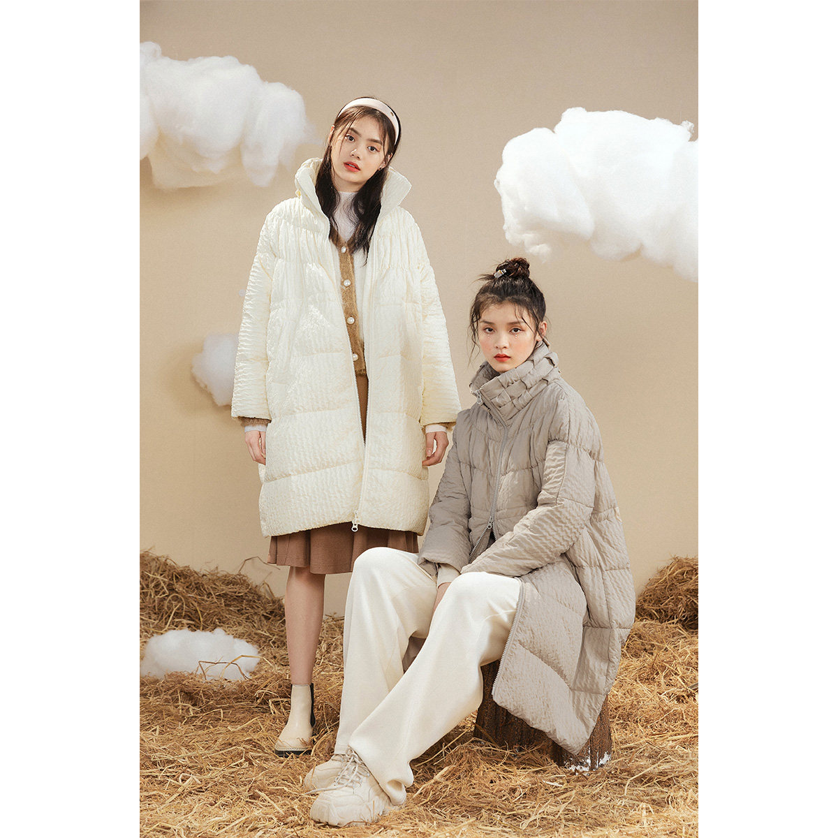 太平鸟2020新款中长款韩版女白鸭绒 太平鸟羽绒服