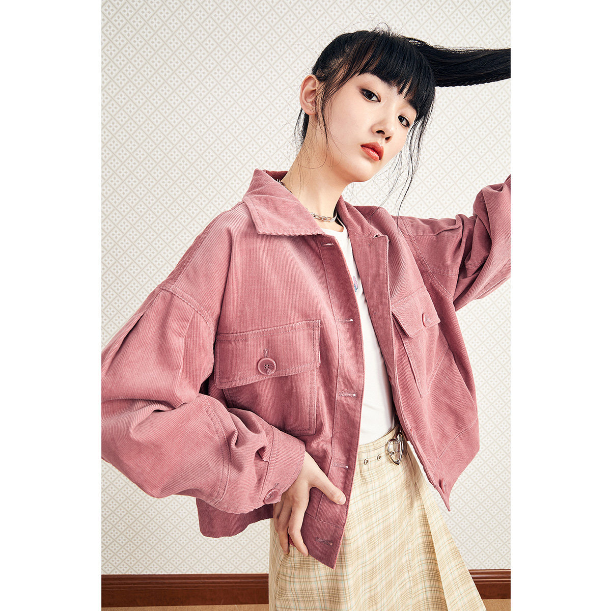 太平鸟工装女短款2020春秋装大夹克 太平鸟短外套