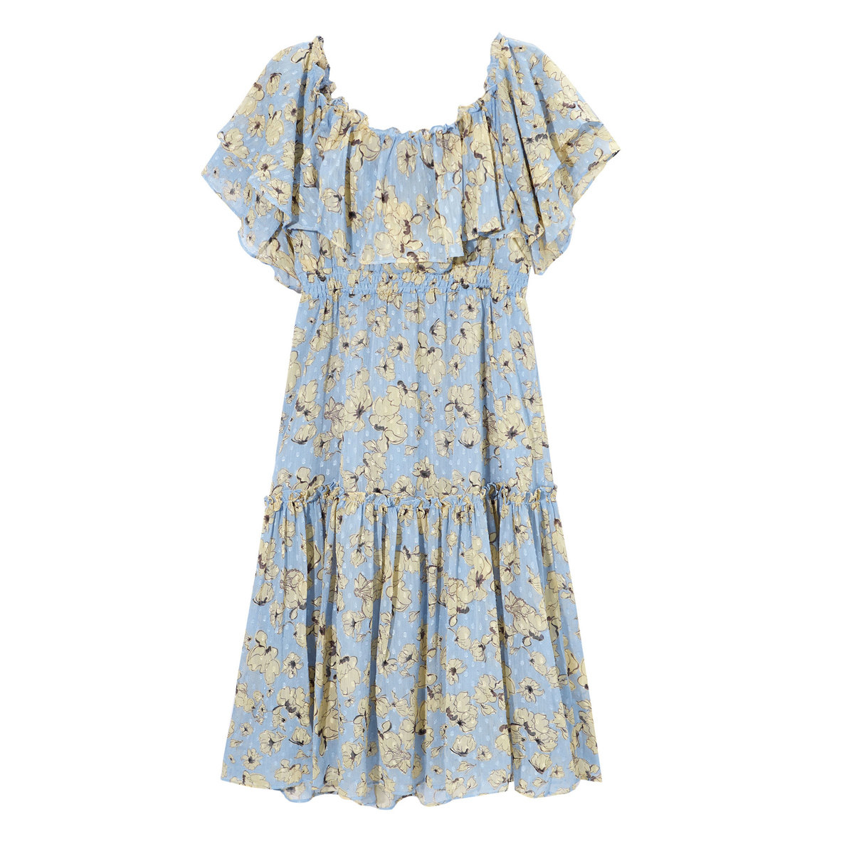 【商场同款】太平鸟一字肩2020夏新款 太平鸟普埃拉连衣裙