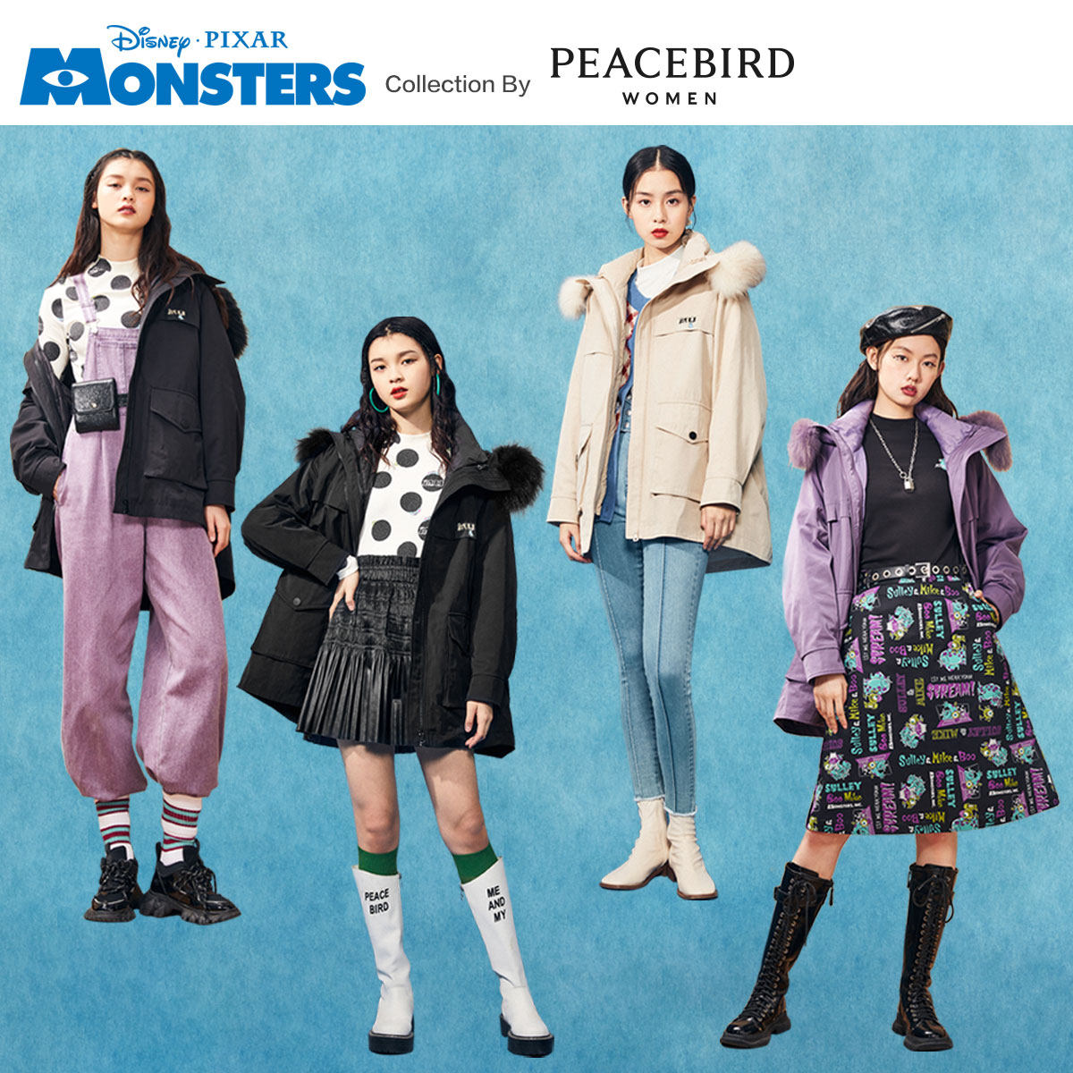 【怪兽大学联名款】太平鸟工装羽绒服 太平鸟羽绒服