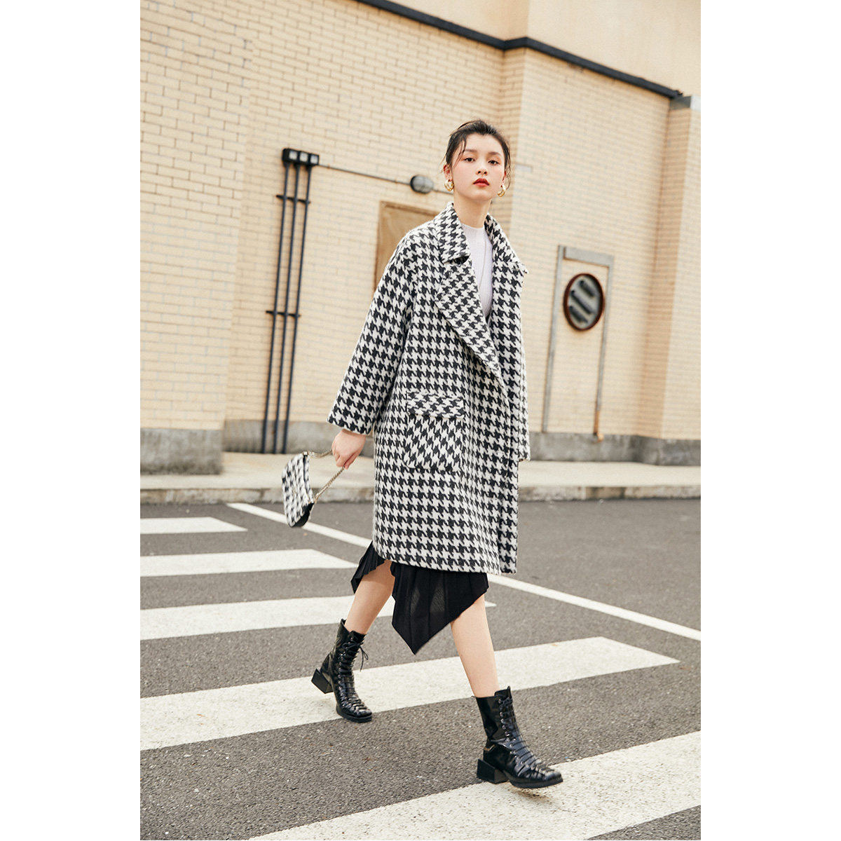 【明星春夏同款】太平鸟2020毛呢大衣 太平鸟毛呢外套