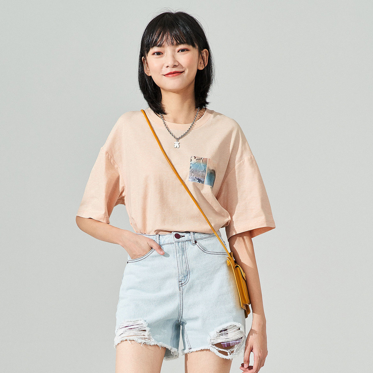 【商场同款】太平鸟高腰休闲女牛仔裤 太平鸟普埃拉牛仔裤