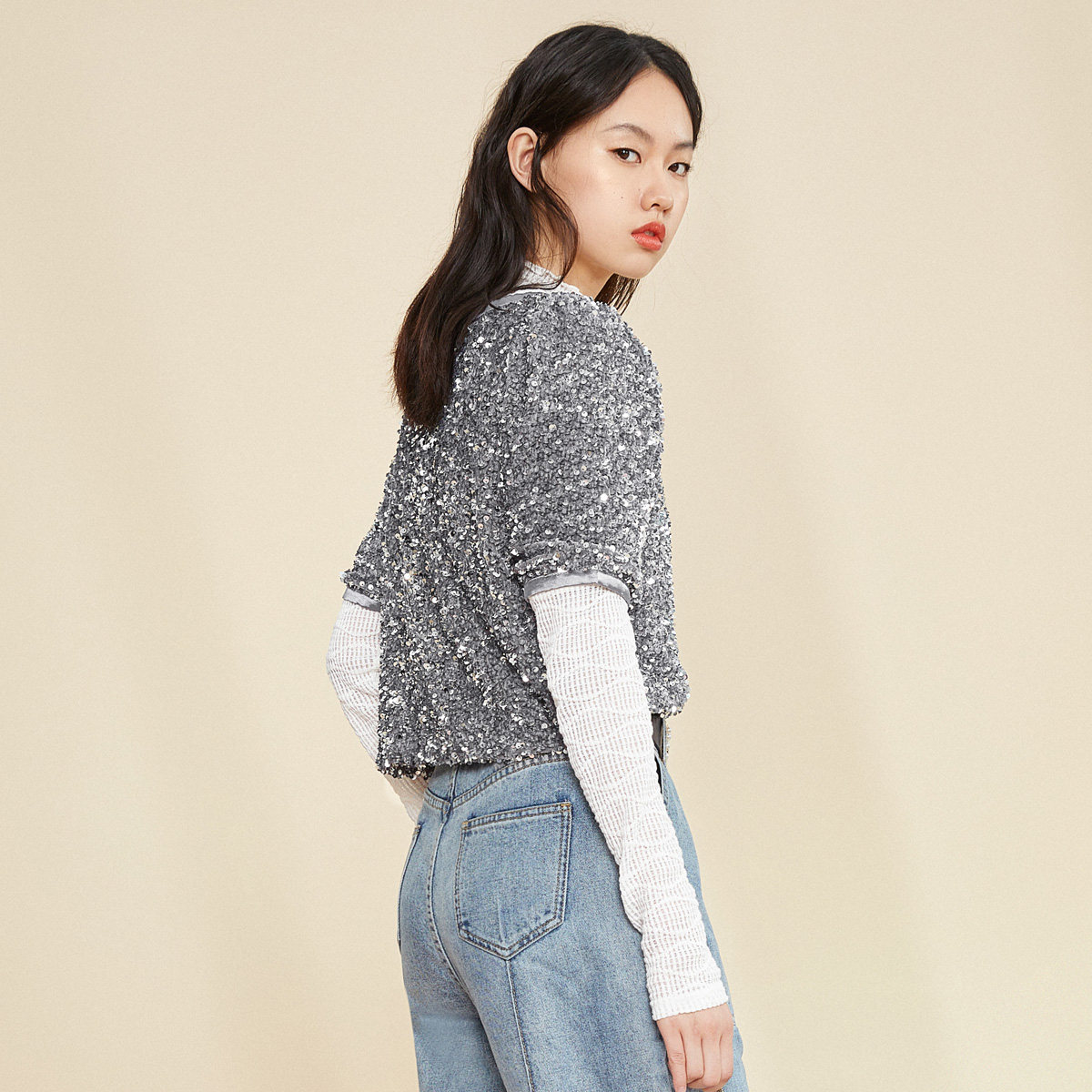 太平鸟亮片短袖2020秋季新款bm t恤 太平鸟普埃拉T恤