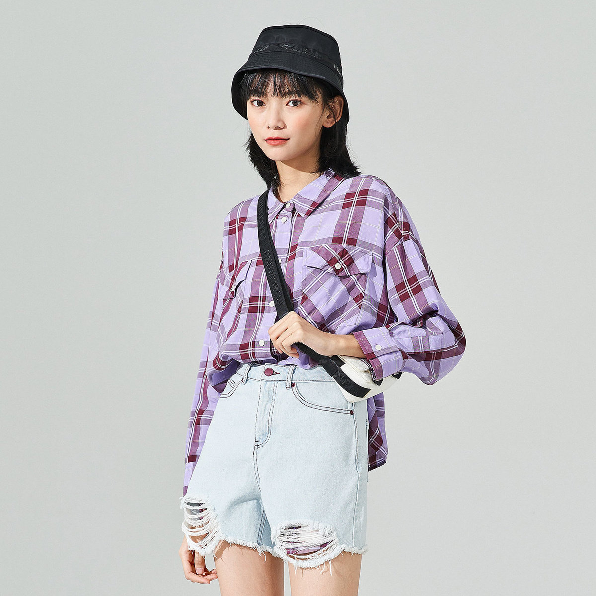 【商场同款】太平鸟高腰休闲女牛仔裤 太平鸟普埃拉牛仔裤