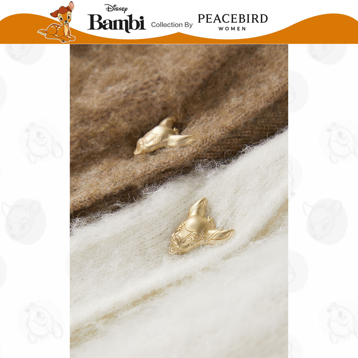 【小鹿斑比联名】太平鸟马海毛女开衫 太平鸟毛针织衫