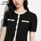 Peacebird ballet style two-piece black knitted short-sleeved dress for women 2025 summer style A1FAE2534