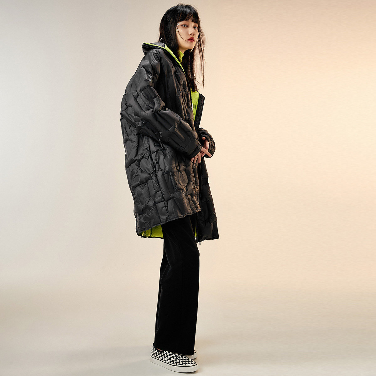 2#【戚薇明星同款】太平鸟黑色立领 太平鸟羽绒服