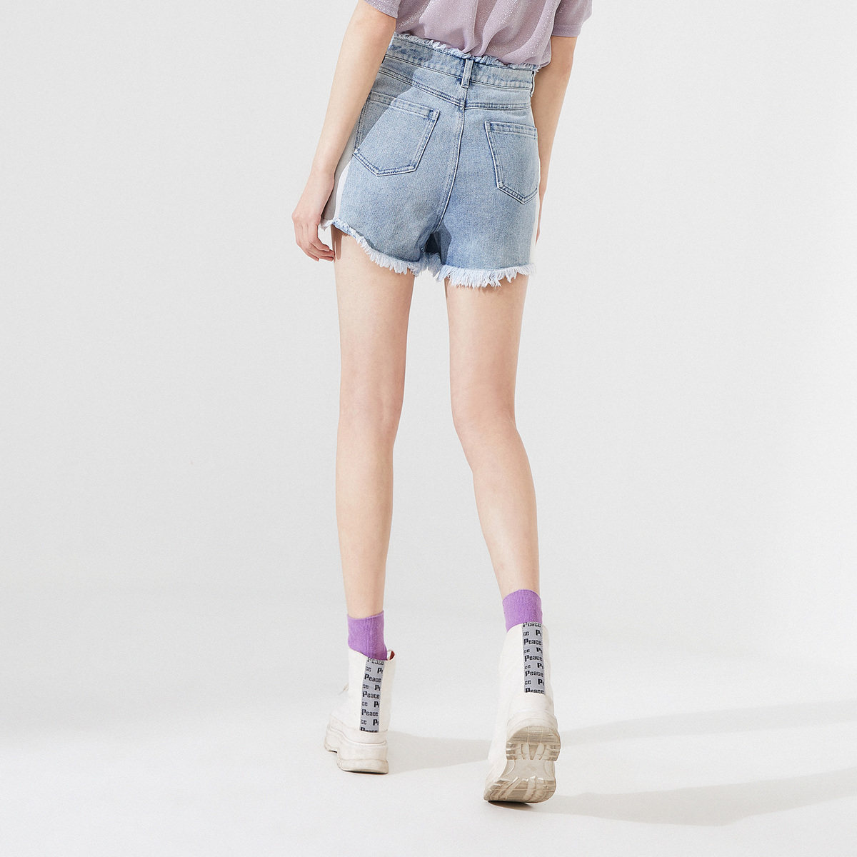 太平鸟2020夏季新款铆钉撞色短裤 太平鸟喜之乐牛仔裤