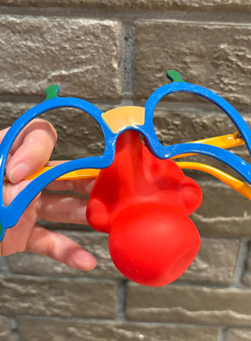 立体眼睫毛大眼睛造型眼镜 黄框网格搞怪墨镜 节日派对装饰眼镜