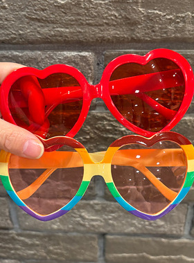 红色婚庆结婚派对眼镜 爱心桃心造型眼镜 情人节婚礼派对眼镜潮