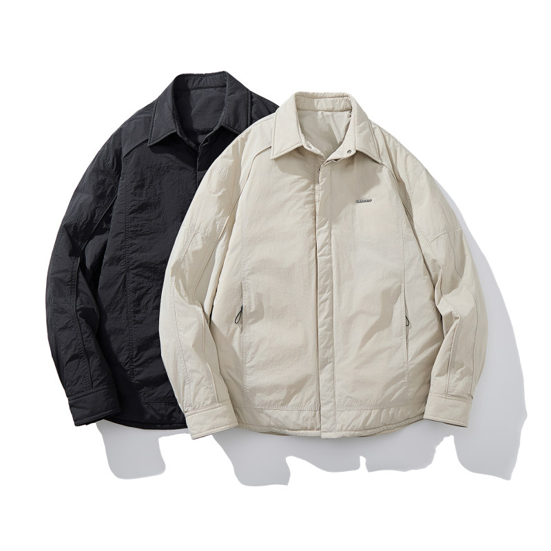 羽绒服外套休闲风短款羽绒服男90绒宽松立领轻薄保暖衬衫款外套 - 图3