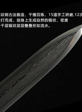 龙泉市环首回纹唐剑花纹钢汉剑手工长款唐横刀剑古剑冷兵器未开刃