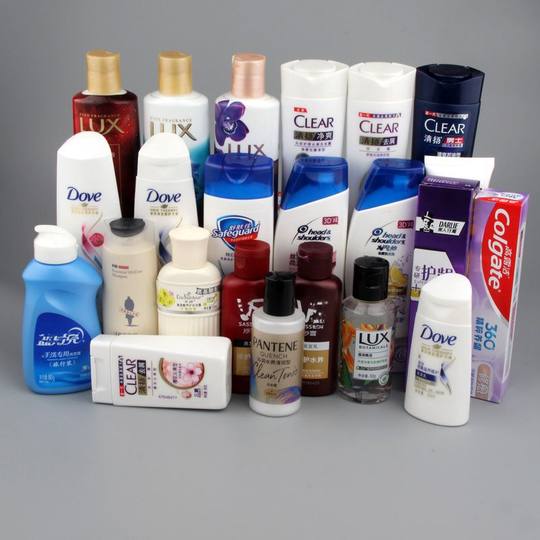 Toiletries, shampoo, shower gel, portable business trip